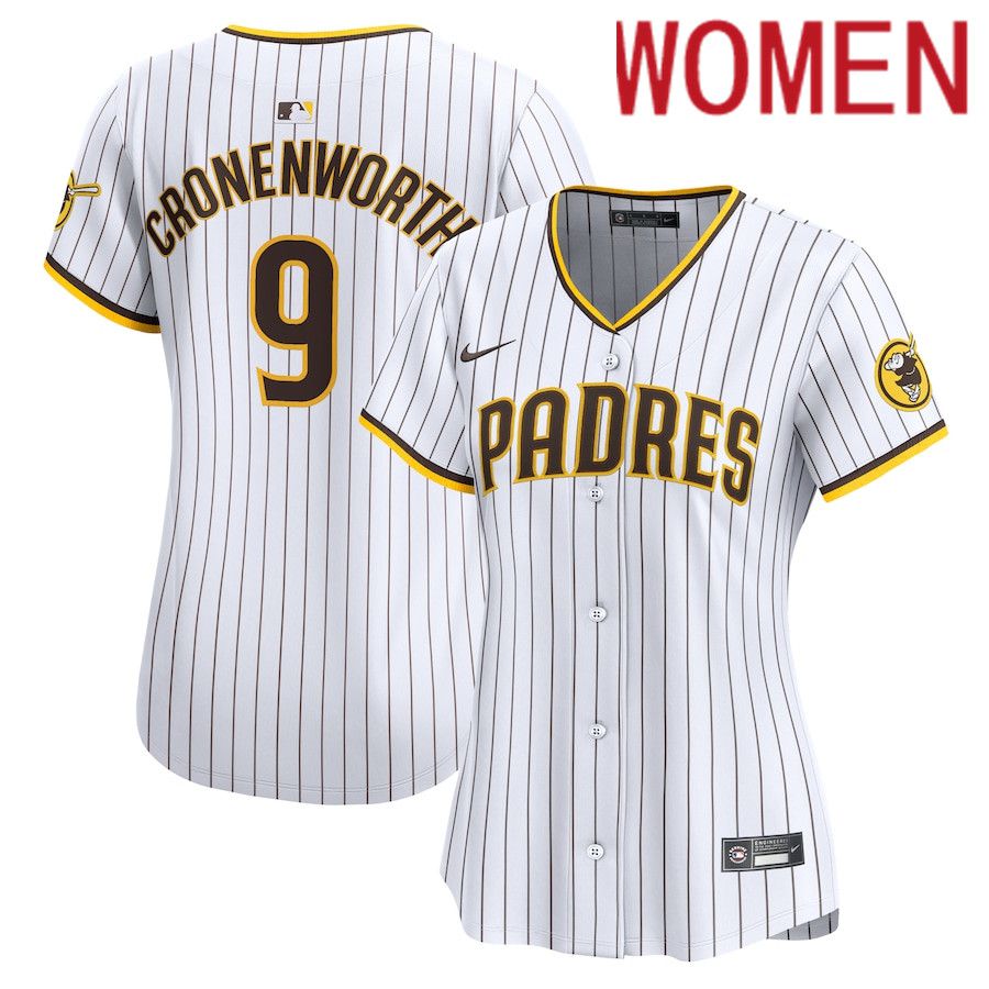 Women San Diego Padres #9 Jake Cronenworth Nike White Home Limited Player MLB Jersey